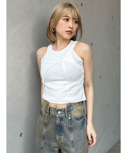 MURUA（ムルーア）の「トリックドッキングキャミタンク（タンクトップ・レディース・ホワイト/ブラック/ライム・FREE）」の22枚目の写真