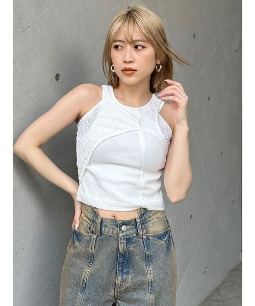 MURUA(ムルーア)の「トリックドッキングキャミタンク(タンクトップ・レディース・ホワイト/ブラック/ライム・FREE)」の12枚目の写真