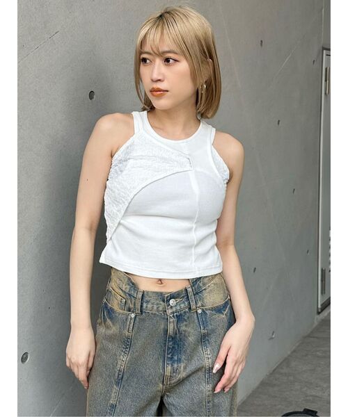 MURUA(ムルーア)の「トリックドッキングキャミタンク(タンクトップ・レディース・ホワイト/ブラック/ライム・FREE)」の13枚目の写真