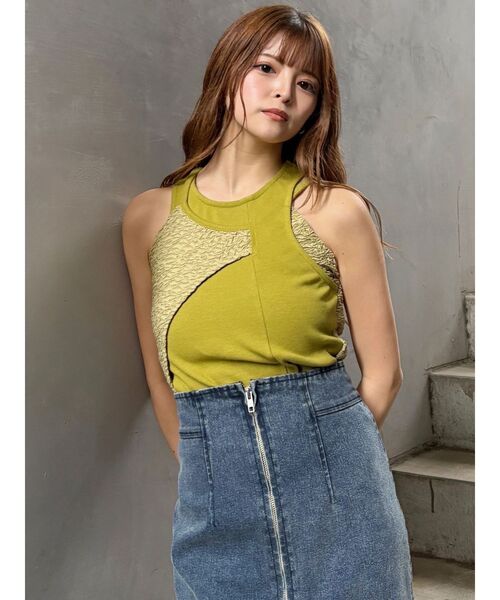 MURUA(ムルーア)の「トリックドッキングキャミタンク(タンクトップ・レディース・ホワイト/ブラック/ライム・FREE)」の17枚目の写真