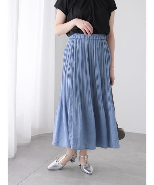 Te chichi TERRASSE（テチチテラス）の「【選べる着丈】消しプリーツスカート（スカート・レディース・ベージュ/ブルー/チャコールグレー/ブラック・ﾌﾘｰ(M)/ﾌﾘｰ(L)）」の4枚目の写真