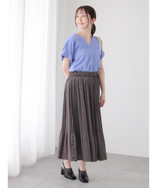 Te chichi TERRASSE（テチチテラス）の「【選べる着丈】消しプリーツスカート（スカート・レディース・ベージュ/ブルー/チャコールグレー/ブラック・ﾌﾘｰ(M)/ﾌﾘｰ(L)）」の20枚目の写真