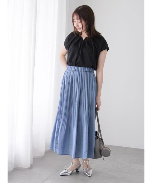 Te chichi TERRASSE（テチチテラス）の「【選べる着丈】消しプリーツスカート（スカート・レディース・ベージュ/ブルー/チャコールグレー/ブラック・ﾌﾘｰ(M)/ﾌﾘｰ(L)）」の16枚目の写真