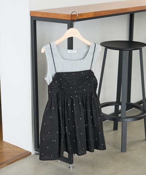 FREAK'S STORE(フリークスストア)の「インド ラメドット バックオープンキャミソール/バックシャン(キャミソール・レディース・ブラウン/ナチュラル/ブラック・フリ-)」の2枚目の写真