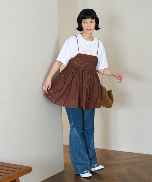 FREAK'S STORE(フリークスストア)の「インド ラメドット バックオープンキャミソール/バックシャン(キャミソール・レディース・ブラウン/ナチュラル/ブラック・フリ-)」の7枚目の写真