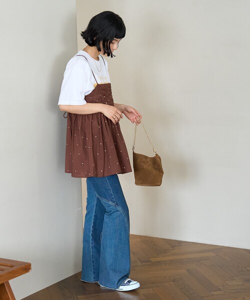 FREAK'S STORE(フリークスストア)の「インド ラメドット バックオープンキャミソール/バックシャン(キャミソール・レディース・ブラウン/ナチュラル/ブラック・フリ-)」の9枚目の写真