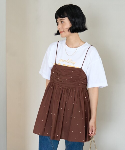 FREAK'S STORE(フリークスストア)の「インド ラメドット バックオープンキャミソール/バックシャン(キャミソール・レディース・ブラウン/ナチュラル/ブラック・フリ-)」の13枚目の写真