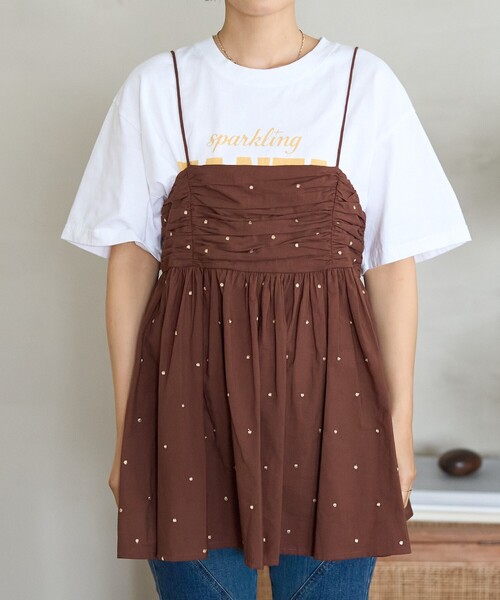 FREAK'S STORE(フリークスストア)の「インド ラメドット バックオープンキャミソール/バックシャン(キャミソール・レディース・ブラウン/ナチュラル/ブラック・フリ-)」の17枚目の写真