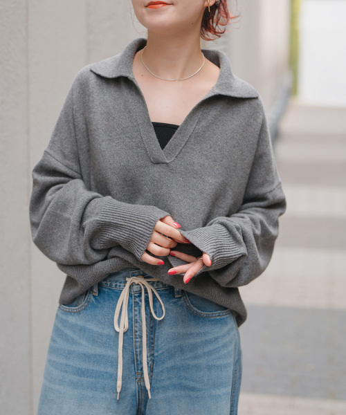 ウール混ポロシャツプルオーバー（ニット/セーター）｜Spick & Span