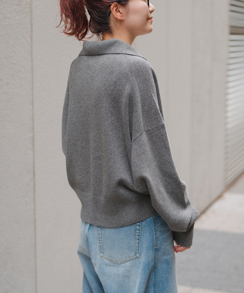 【美品】Spick＆Span/ウール混ポロシャツプルオーバー 美品】Spick＆Span/ウール混ポロシャツプルオーバー Spick & Span