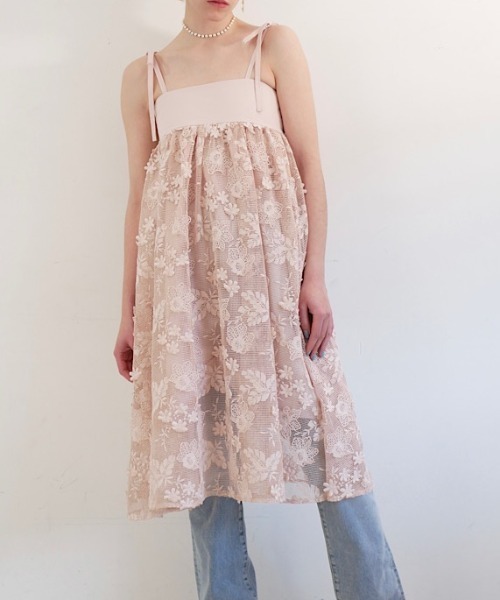 ワンピース HONEY MI HONEY floral twillminione-piece flower jacquard tunic one-piece