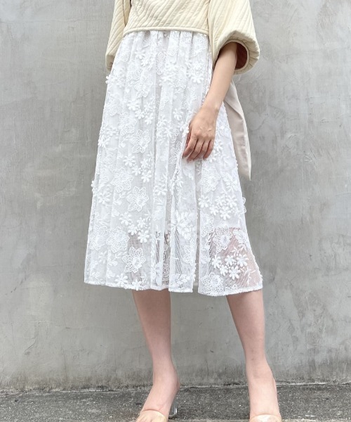 【honey mi honey】チュールワンピ　ホワイト HONEY MI HONEY jacquard tunic one-piece （white