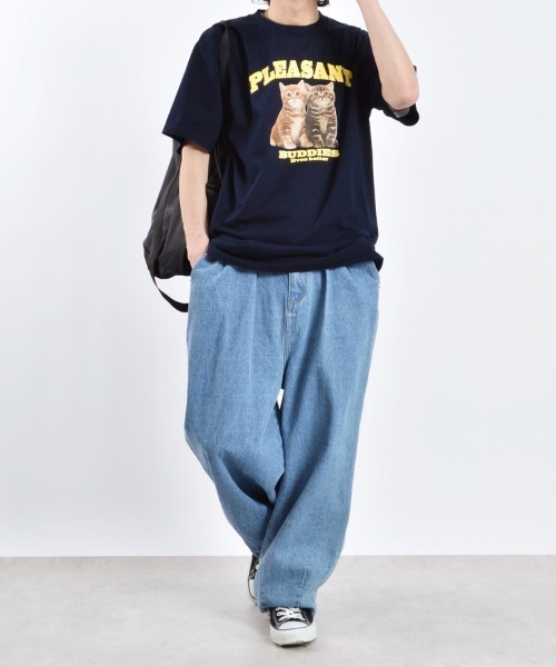 MODISH GAZE(モディシュガゼ)の「【MODISH GAZE】アニマルプリントTシャツ CATプリント(Tシャツ/カットソー・メンズ・ホワイト/オートミール/ネイビー/ブラック・MEDIUM/LARGE/X-LARGE)」の22枚目の写真