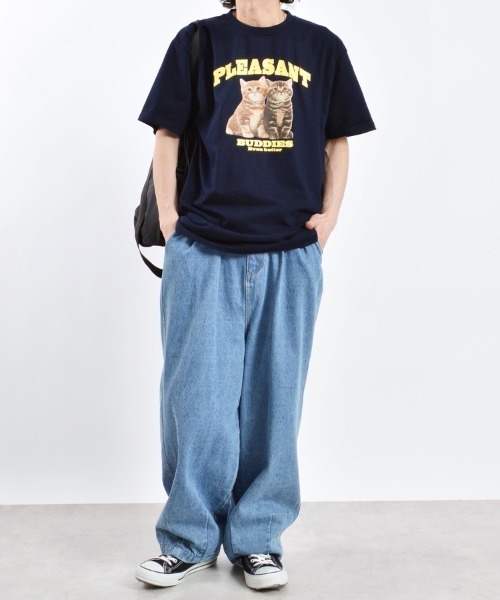 MODISH GAZE(モディシュガゼ)の「【MODISH GAZE】アニマルプリントTシャツ CATプリント(Tシャツ/カットソー・メンズ・ホワイト/オートミール/ネイビー/ブラック・MEDIUM/LARGE/X-LARGE)」の21枚目の写真