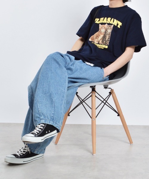 MODISH GAZE(モディシュガゼ)の「【MODISH GAZE】アニマルプリントTシャツ CATプリント(Tシャツ/カットソー・メンズ・ホワイト/オートミール/ネイビー/ブラック・MEDIUM/LARGE/X-LARGE)」の19枚目の写真