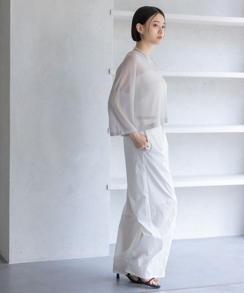 A part by（アパートバイ）の「ラメシアーニット_5分袖（ニット/セーター・レディース・アイボリー/ライトグレー/キャメル・FREE）」の6枚目の写真