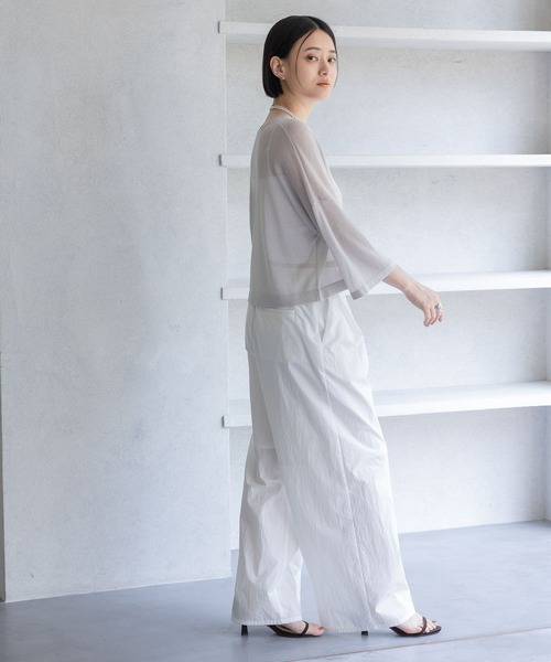 A part by（アパートバイ）の「ラメシアーニット_5分袖（ニット/セーター・レディース・アイボリー/ライトグレー/キャメル・FREE）」の7枚目の写真