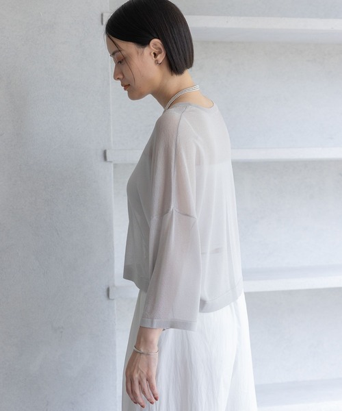 A part by（アパートバイ）の「ラメシアーニット_5分袖（ニット/セーター・レディース・アイボリー/ライトグレー/キャメル・FREE）」の10枚目の写真