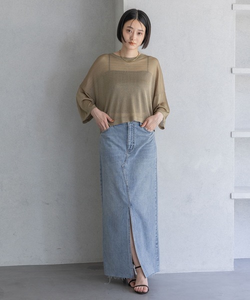 A part by（アパートバイ）の「ラメシアーニット_5分袖（ニット/セーター・レディース・アイボリー/ライトグレー/キャメル・FREE）」の12枚目の写真