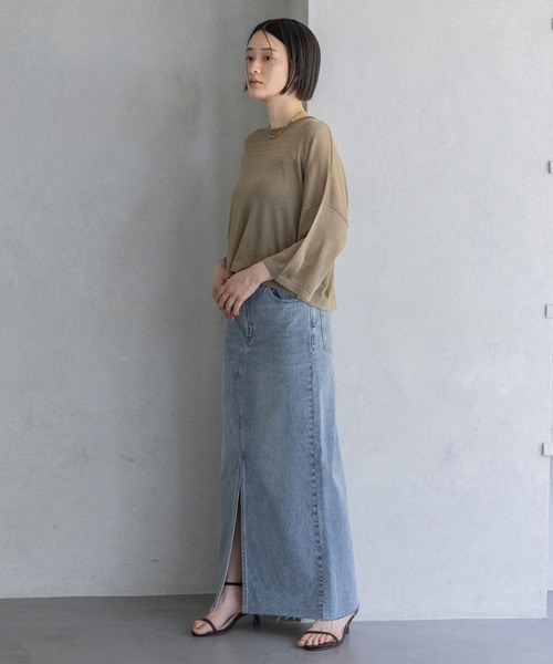 A part by（アパートバイ）の「ラメシアーニット_5分袖（ニット/セーター・レディース・アイボリー/ライトグレー/キャメル・FREE）」の14枚目の写真