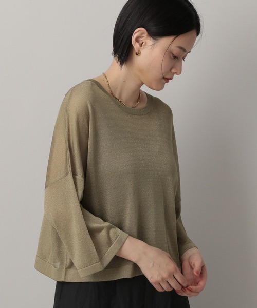 A part by（アパートバイ）の「ラメシアーニット_5分袖（ニット/セーター・レディース・アイボリー/ライトグレー/キャメル・FREE）」の21枚目の写真