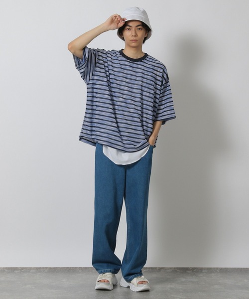 LAKOLE(ラコレ)の「透かしボーダー半袖T / 580733(Tシャツ/カットソー・メンズ・ライトグレー/ブルー/ブラック・LARGE/MEDIUM)」の12枚目の写真