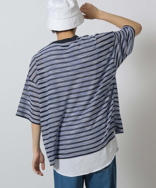 LAKOLE(ラコレ)の「透かしボーダー半袖T / 580733(Tシャツ/カットソー・メンズ・ライトグレー/ブルー/ブラック・LARGE/MEDIUM)」の11枚目の写真
