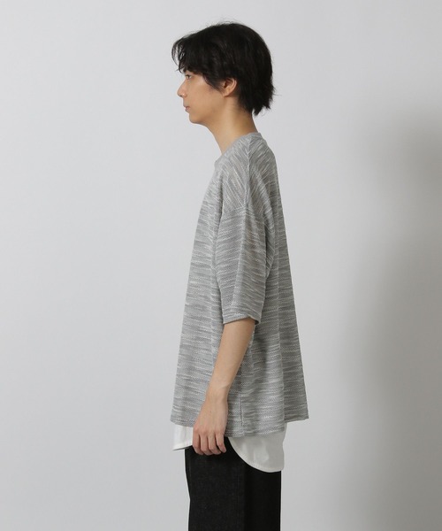 LAKOLE(ラコレ)の「透かしボーダー半袖T / 580733(Tシャツ/カットソー・メンズ・ライトグレー/ブルー/ブラック・LARGE/MEDIUM)」の7枚目の写真