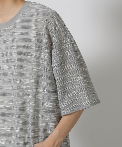 LAKOLE(ラコレ)の「透かしボーダー半袖T / 580733(Tシャツ/カットソー・メンズ・ライトグレー/ブルー/ブラック・LARGE/MEDIUM)」の4枚目の写真