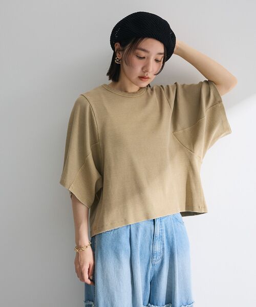 Sugar spoon（シュガースプーン）の「・SUGAR SPOON ワイドスリーブTEE（Tシャツ/カットソー・レディース・ダークベージュ/カーキ/チャコールグレー・FREE）」の13枚目の写真