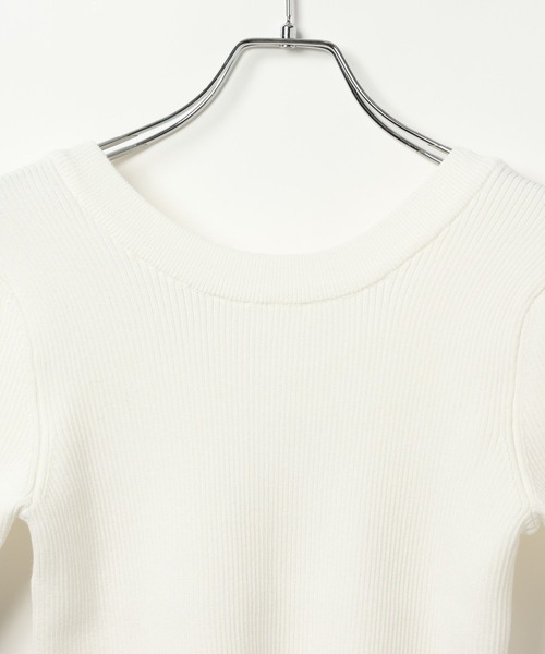 BAYFLOW（ベイフロー）の「[前後で着られる]2WAY半袖リブニット（ニット/セーター・レディース・テラコッタ/ブラック/オフホワイト・FREE）」の15枚目の写真