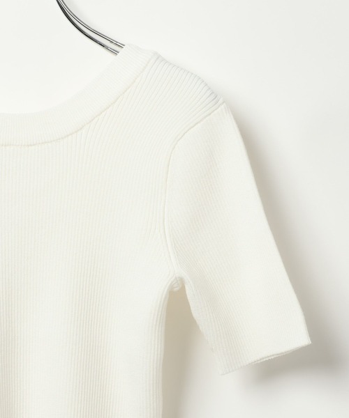 BAYFLOW（ベイフロー）の「[前後で着られる]2WAY半袖リブニット（ニット/セーター・レディース・テラコッタ/ブラック/オフホワイト・FREE）」の16枚目の写真