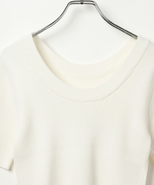 BAYFLOW（ベイフロー）の「[前後で着られる]2WAY半袖リブニット（ニット/セーター・レディース・テラコッタ/ブラック/オフホワイト・FREE）」の18枚目の写真