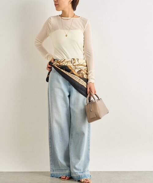 un dix cors(アンディコール)の「《旬の透け感で魅せる》シアークルーネックプルオーバー(Tシャツ/カットソー・レディース・ピンク/チャコールグレー/アイボリー/サックスブルー・FREE)」の11枚目の写真