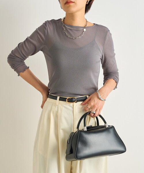 un dix cors(アンディコール)の「《旬の透け感で魅せる》シアークルーネックプルオーバー(Tシャツ/カットソー・レディース・ピンク/チャコールグレー/アイボリー/サックスブルー・FREE)」の17枚目の写真