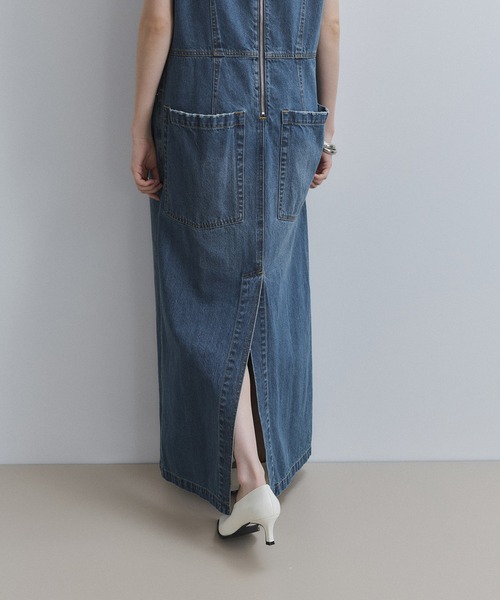 ADAM ET ROPE'(アダムエロペ)の「【WEB限定】デニムIラインワンピース(ワンピース・レディース・ネイビー/ブルー・36/38)」の7枚目の写真