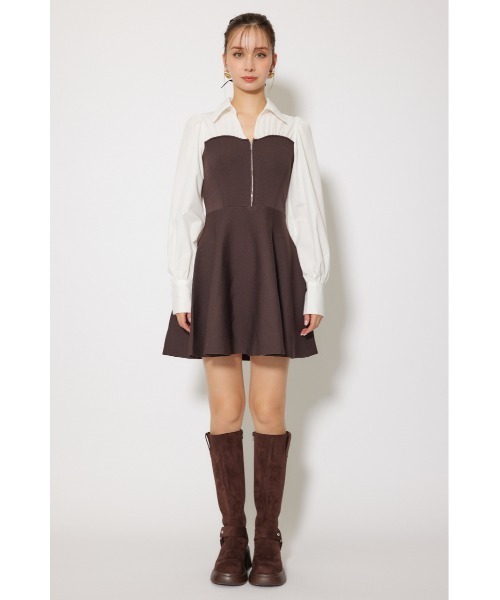 rienda(リエンダ)の「シャツドッキングフレアニットミニワンピース 秋服(ワンピース・レディース・ブラウン/ダークグレー/ブラック・FREE)」の13枚目の写真