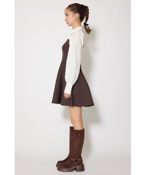 rienda(リエンダ)の「シャツドッキングフレアニットミニワンピース 秋服(ワンピース・レディース・ブラウン/ダークグレー/ブラック・FREE)」の14枚目の写真