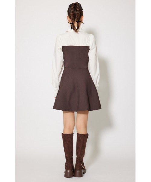rienda(リエンダ)の「シャツドッキングフレアニットミニワンピース 秋服(ワンピース・レディース・ブラウン/ダークグレー/ブラック・FREE)」の15枚目の写真