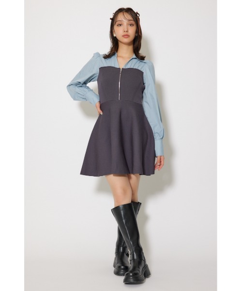 rienda(リエンダ)の「シャツドッキングフレアニットミニワンピース 秋服(ワンピース・レディース・ブラウン/ダークグレー/ブラック・FREE)」の19枚目の写真