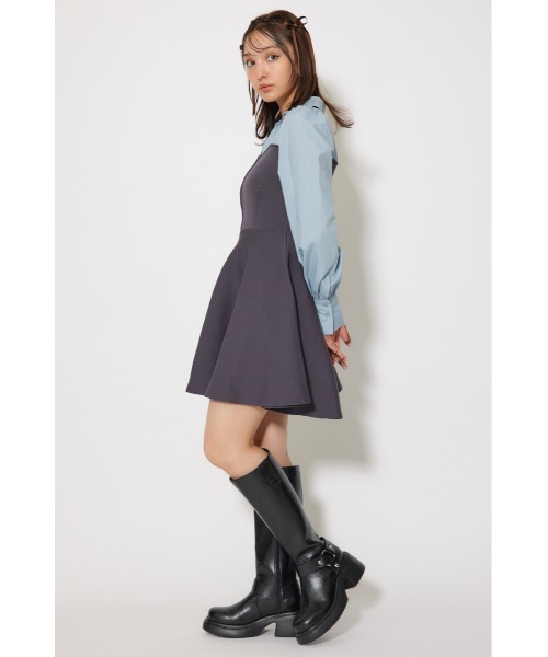 rienda(リエンダ)の「シャツドッキングフレアニットミニワンピース 秋服(ワンピース・レディース・ブラウン/ダークグレー/ブラック・FREE)」の20枚目の写真