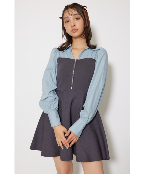 rienda(リエンダ)の「シャツドッキングフレアニットミニワンピース 秋服(ワンピース・レディース・ブラウン/ダークグレー/ブラック・FREE)」の21枚目の写真