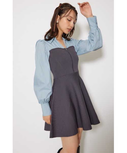 rienda(リエンダ)の「シャツドッキングフレアニットミニワンピース 秋服(ワンピース・レディース・ブラウン/ダークグレー/ブラック・FREE)」の22枚目の写真