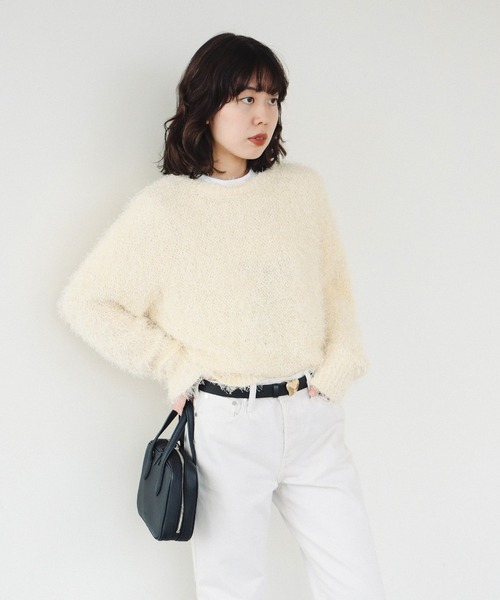 B:MING by BEAMS(ビーミングバイビームス)の「カラー シャギー ニット (手洗い可)(ニット/セーター・レディース・ホワイト系その他5/オレンジ/ブルー系その他3/パープル系その他4・ONE SIZE)」の2枚目の写真