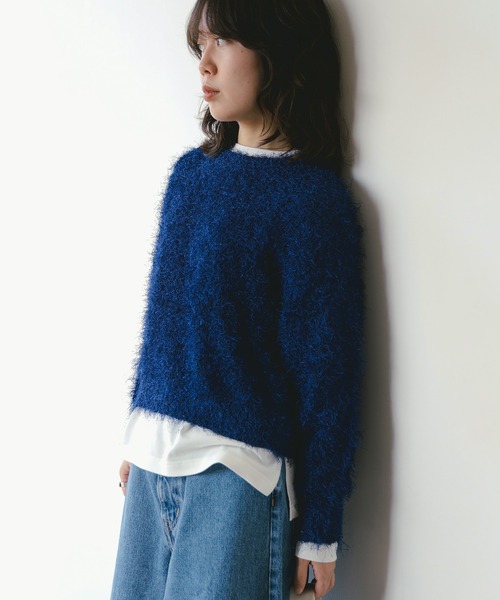 B:MING by BEAMS(ビーミングバイビームス)の「カラー シャギー ニット (手洗い可)(ニット/セーター・レディース・ホワイト系その他5/オレンジ/ブルー系その他3/パープル系その他4・ONE SIZE)」の3枚目の写真