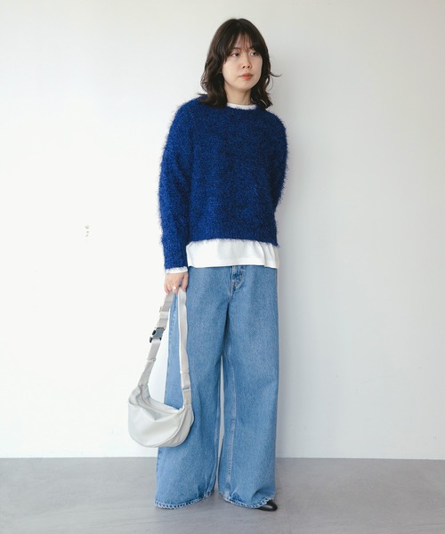 B:MING by BEAMS(ビーミングバイビームス)の「カラー シャギー ニット (手洗い可)(ニット/セーター・レディース・ホワイト系その他5/オレンジ/ブルー系その他3/パープル系その他4・ONE SIZE)」の5枚目の写真