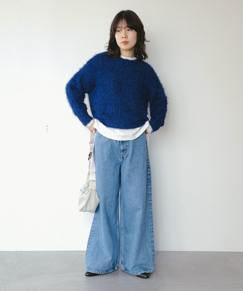 B:MING by BEAMS(ビーミングバイビームス)の「カラー シャギー ニット (手洗い可)(ニット/セーター・レディース・ホワイト系その他5/オレンジ/ブルー系その他3/パープル系その他4・ONE SIZE)」の6枚目の写真