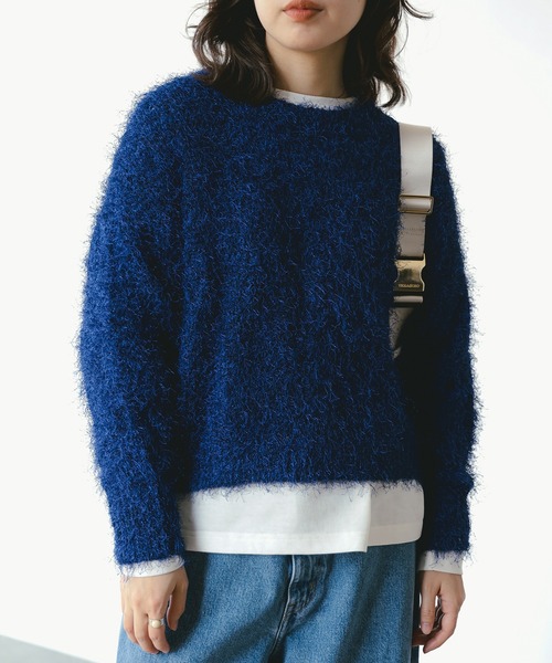 B:MING by BEAMS(ビーミングバイビームス)の「カラー シャギー ニット (手洗い可)(ニット/セーター・レディース・ホワイト系その他5/オレンジ/ブルー系その他3/パープル系その他4・ONE SIZE)」の7枚目の写真