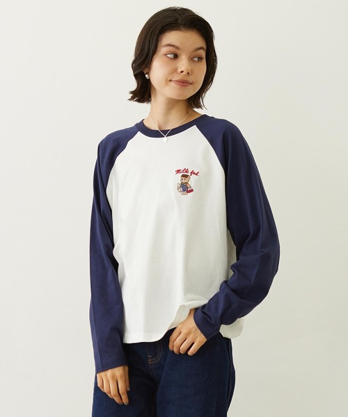 MILKFED.(ミルクフェド)の「M.FEDDY B/B TEE(Tシャツ/カットソー・レディース・ブラック/ネイビー/ライトパープル・M/L)」の1枚目の写真