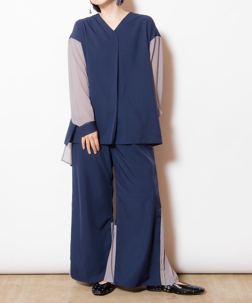 OSMOSIS（オズモーシス）の「バックプリーツヘムパンツ（その他パンツ・レディース・ネイビー/ブラック/ライトベージュ・ONE SIZE）」の8枚目の写真